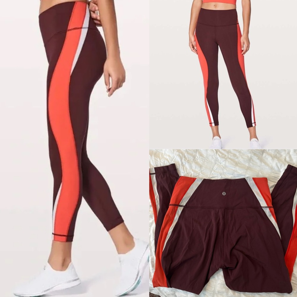 Lululemon Maroon/Orange/White 25” Leggings (Virginia Tech)